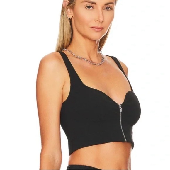 L'Academie Zip Front Corset Crop Top Black XS Like New - Picture 4 of 10